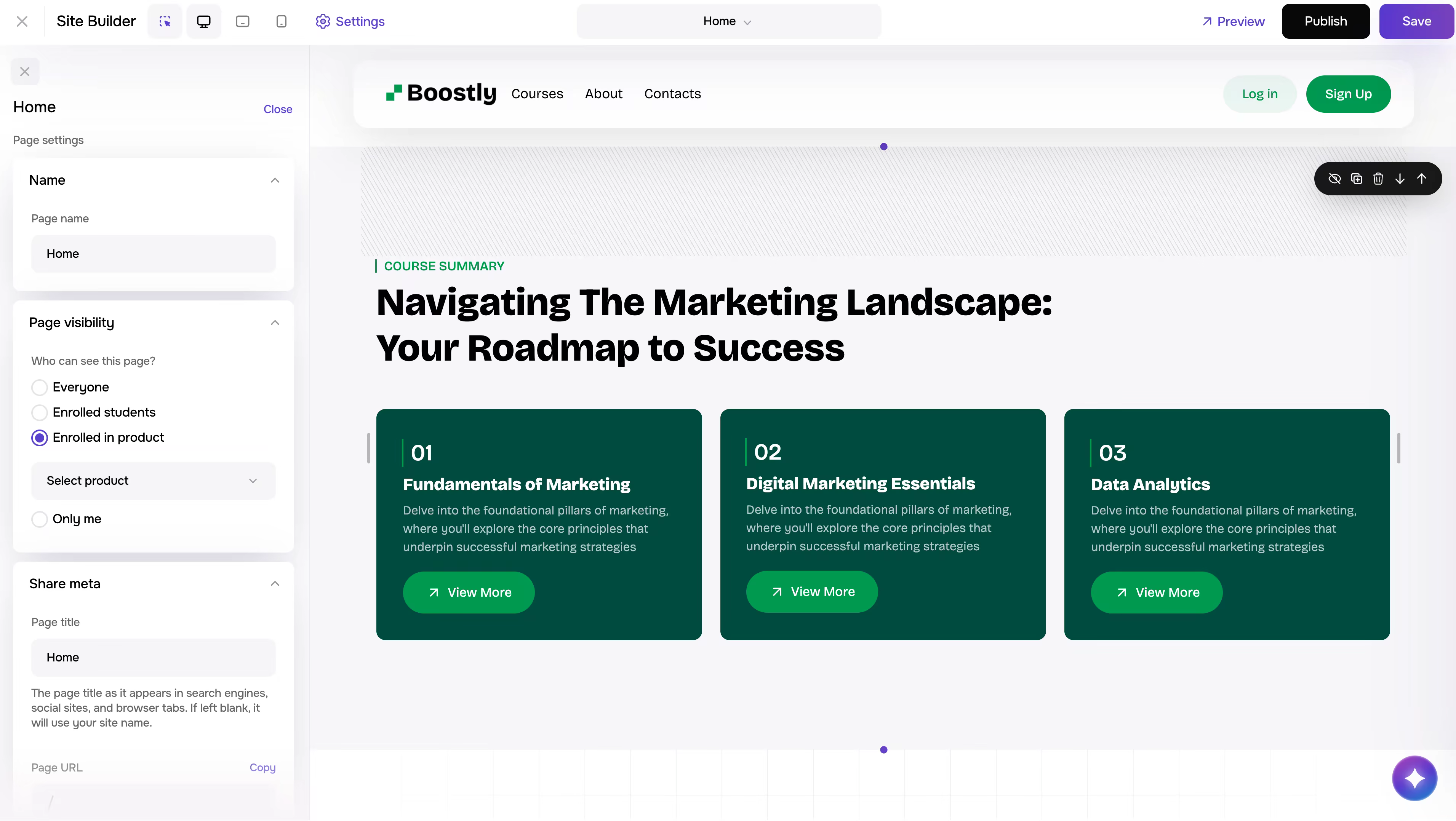 Pages Visibility screenshot